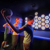 Commercial Interactive Target Throwing Wall Game for FEC Arena Rooms - VictorActivate