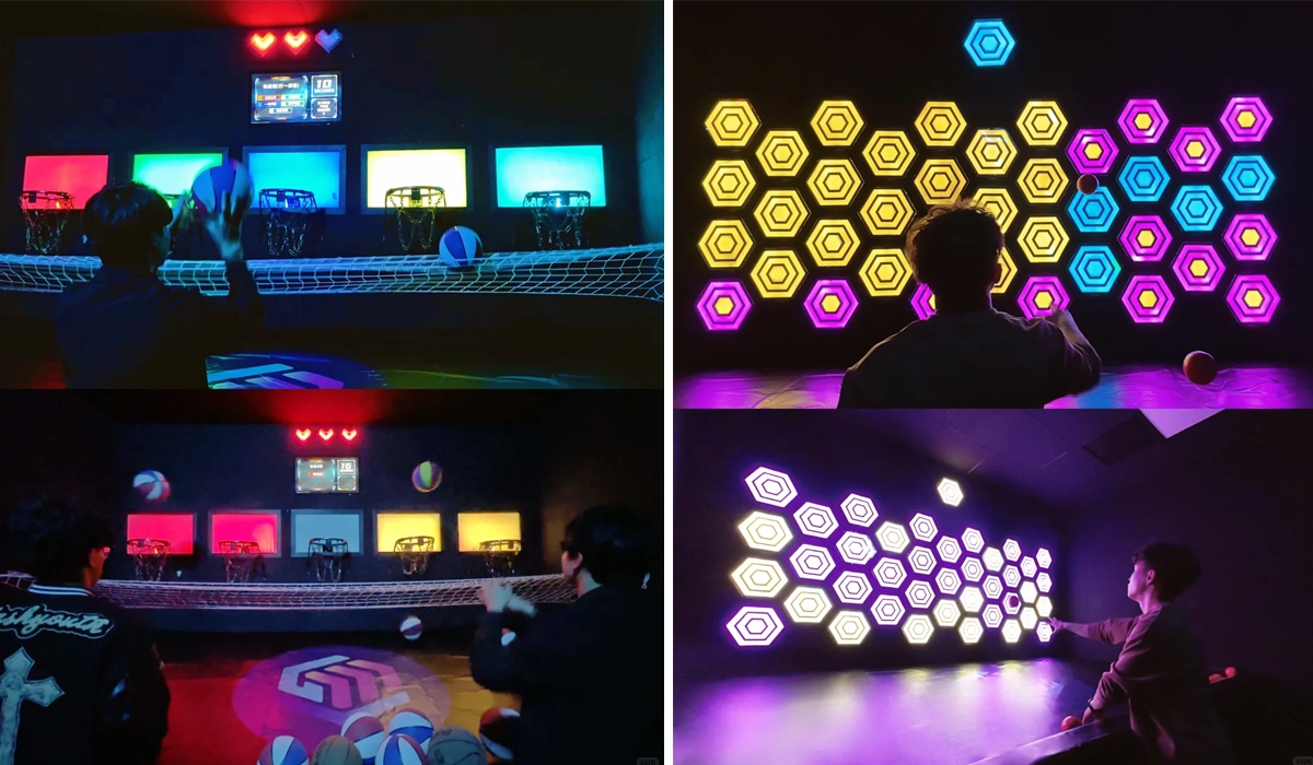 Activate Games target toss throwing room interactive LED wall