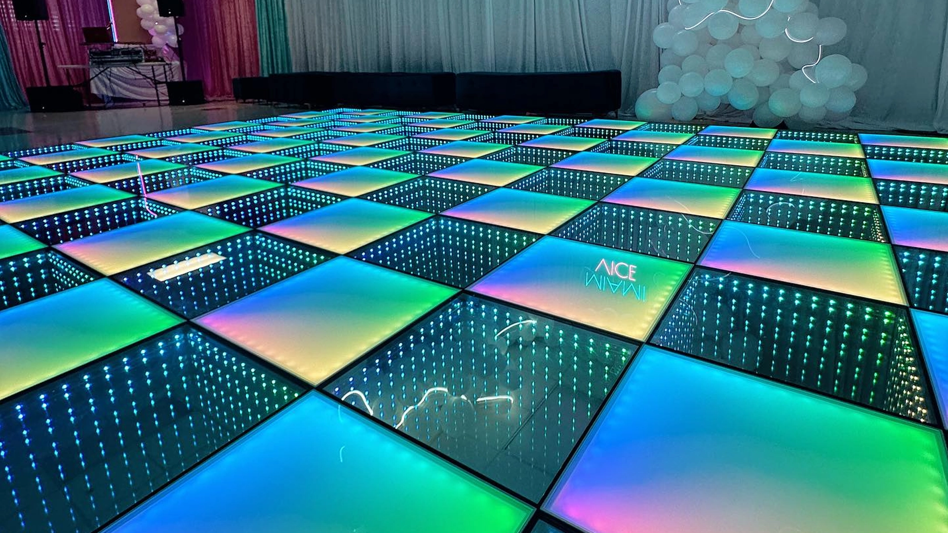 LED dance floor in use at a commercial event venue