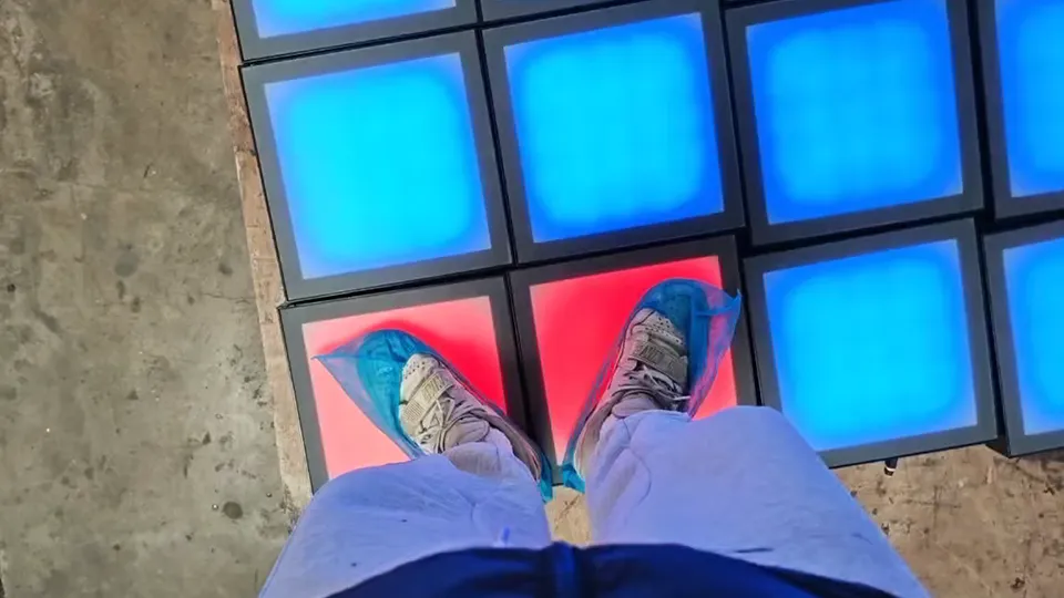 Interactive Floor Games LED floor detail with motion sensors designed for commercial indoor interactive games