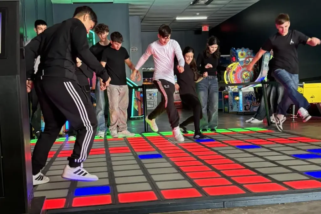 led interactive game floor grid