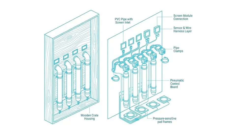 Pipes interactive game system structure with sensors and tubes, FEC interactive game equipment