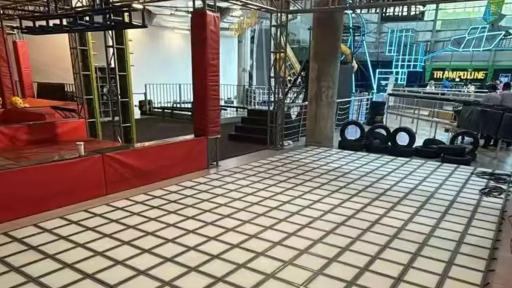 interactive game floor installation inside an FEC venue for active gaming attraction