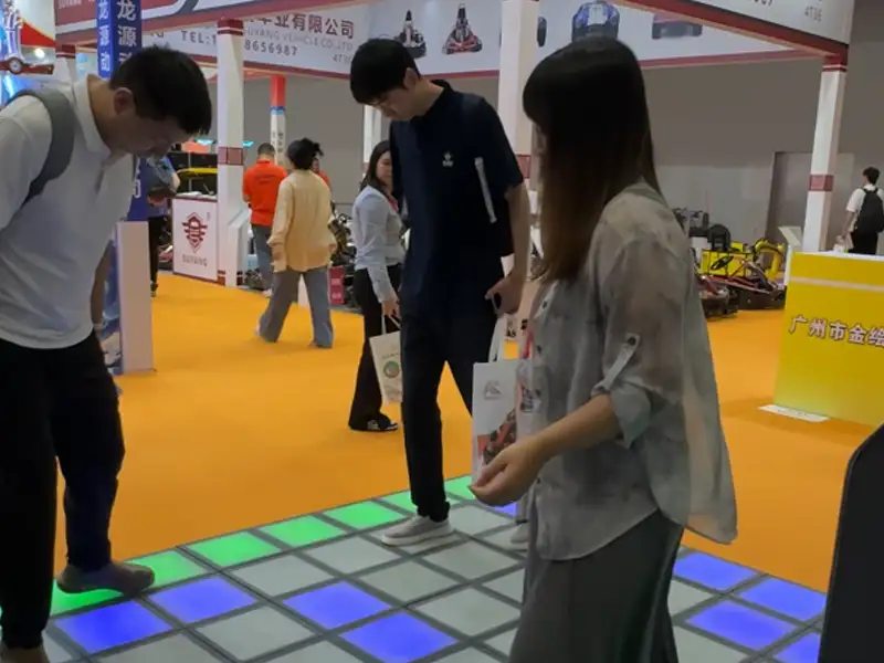Live demo of interactive game floor at trade show