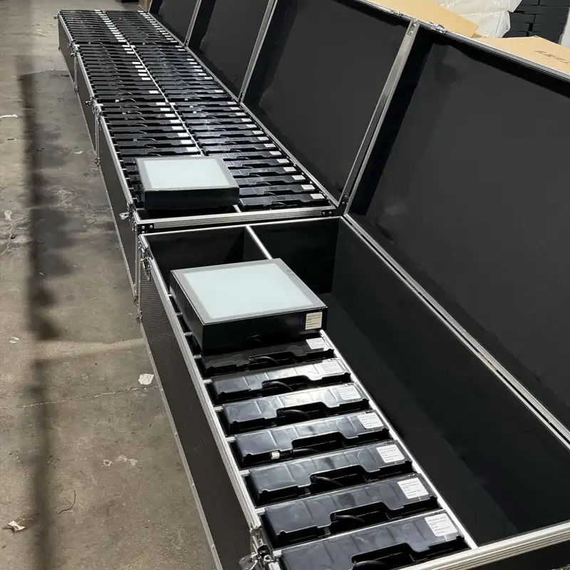 Reinforced wooden crate export packaging for interactive game floor