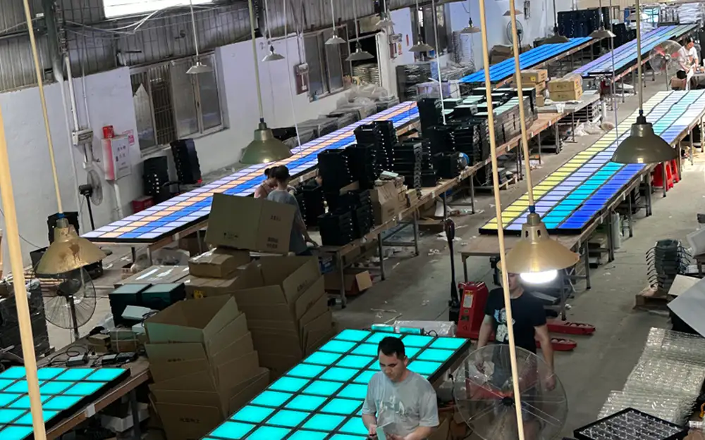 Interactive game floor production line inside Victor factory