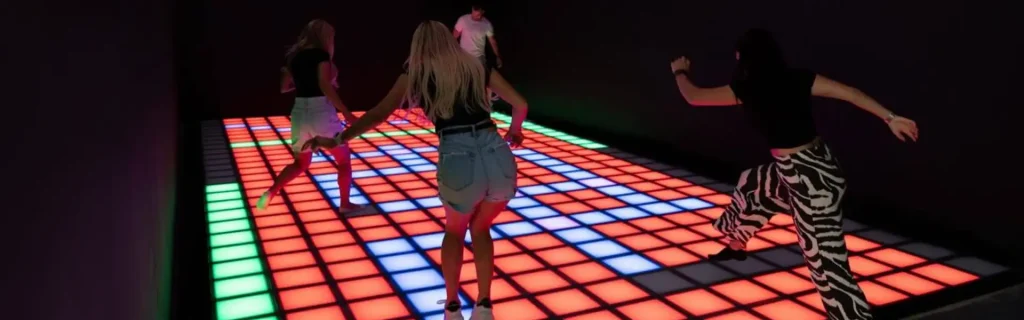 commercial interactive floor games with multiplayer LED gaming experience inside FEC venue