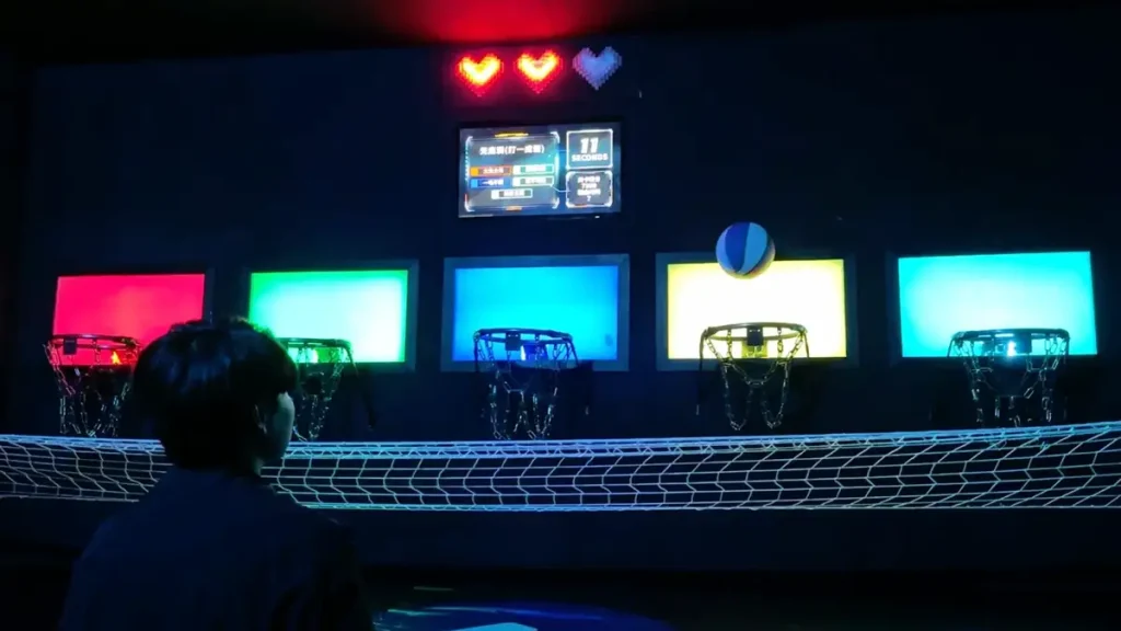 interactive hoops basketball game for active gaming room