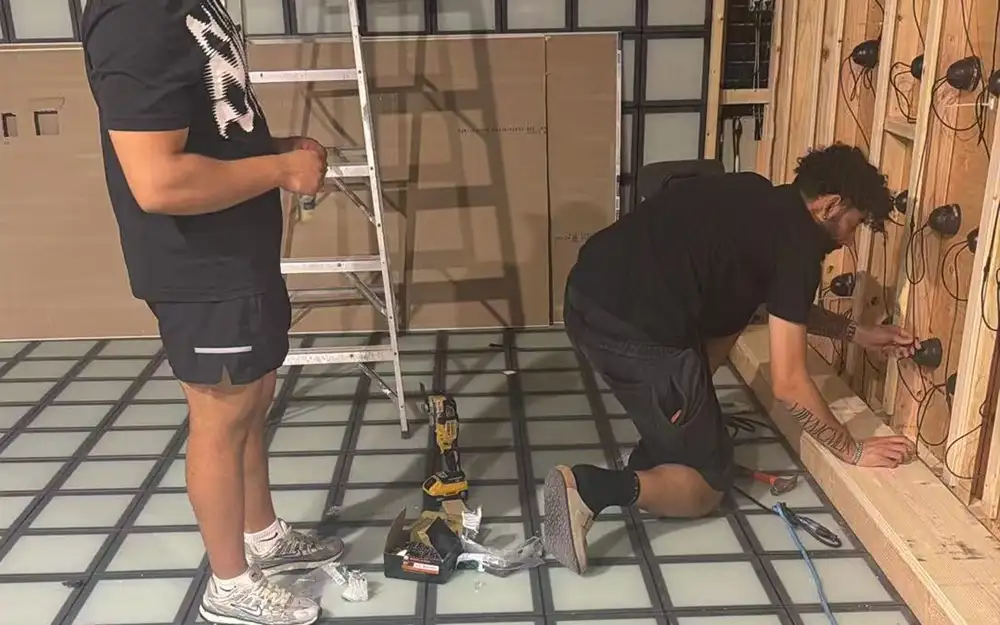modular interactive game floor tile installation for small entertainment venues