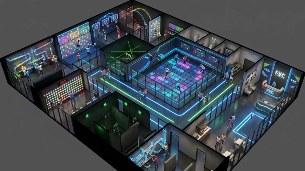 Interactive Gaming Room Layout: Design Guide for 200–500㎡ FEC Venues (2026) 2 Interactive Gaming Room Layout Design for FEC Venues