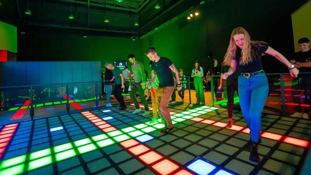 Interactive game floor planned as a dedicated activity zone inside a commercial entertainment venue