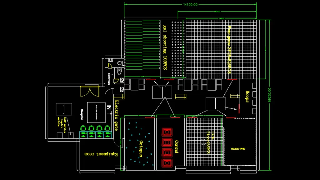 Approximately 231 m² commercial gaming room layout from a Jordan project