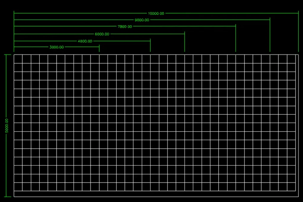 Interactive Game Floor Dimensions & Space Requirements 4 Interactive game floor dimensions chart showing how many 30 cm tiles fit along 3 m, 4 m, 5 m, 6 m and 8 m